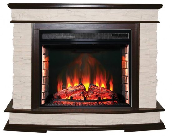 Каминокомплект Interflame Памир сланец коньячный дуб с очагом Panoramic 28 LED FX